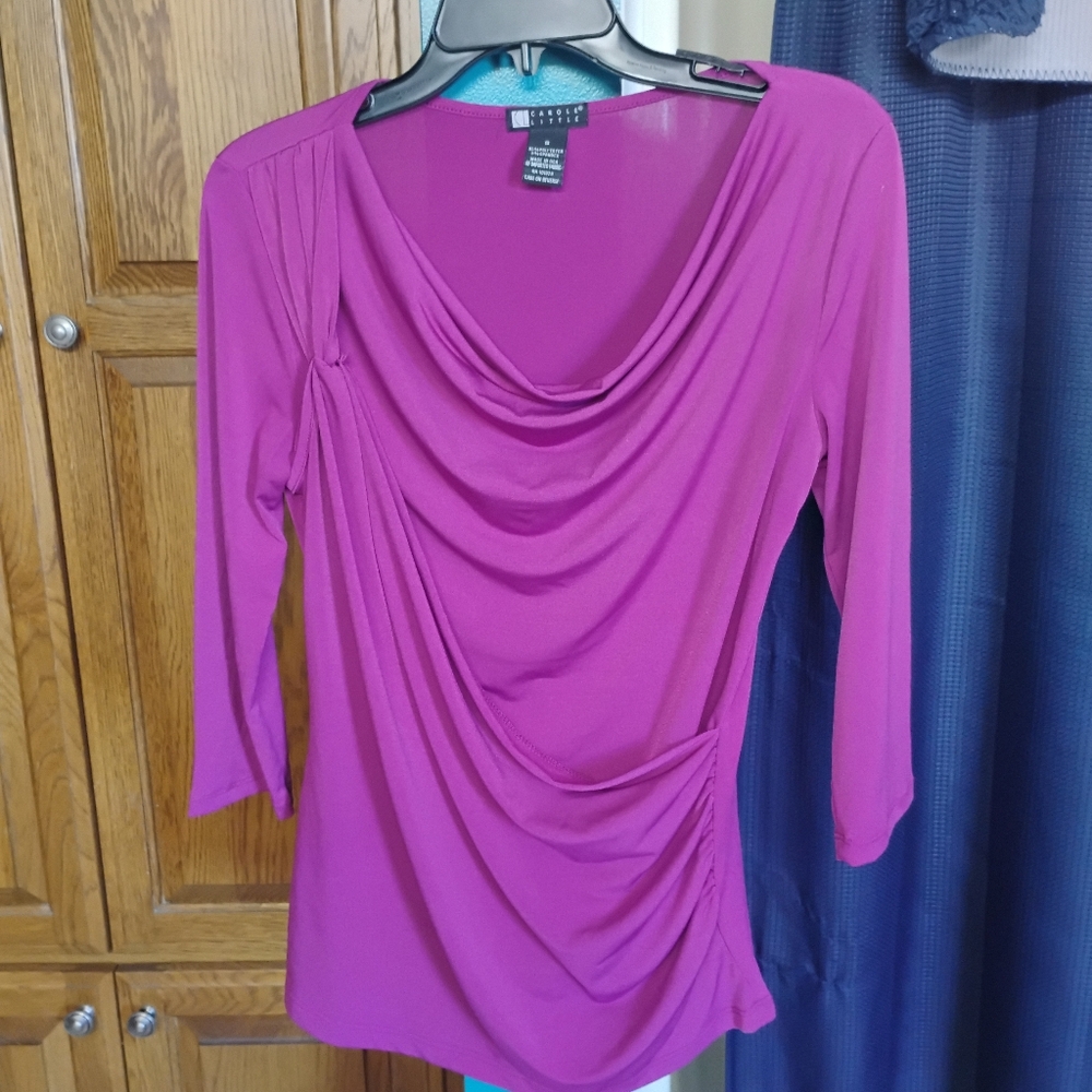 Carole Little Magenta Drape Blouse
